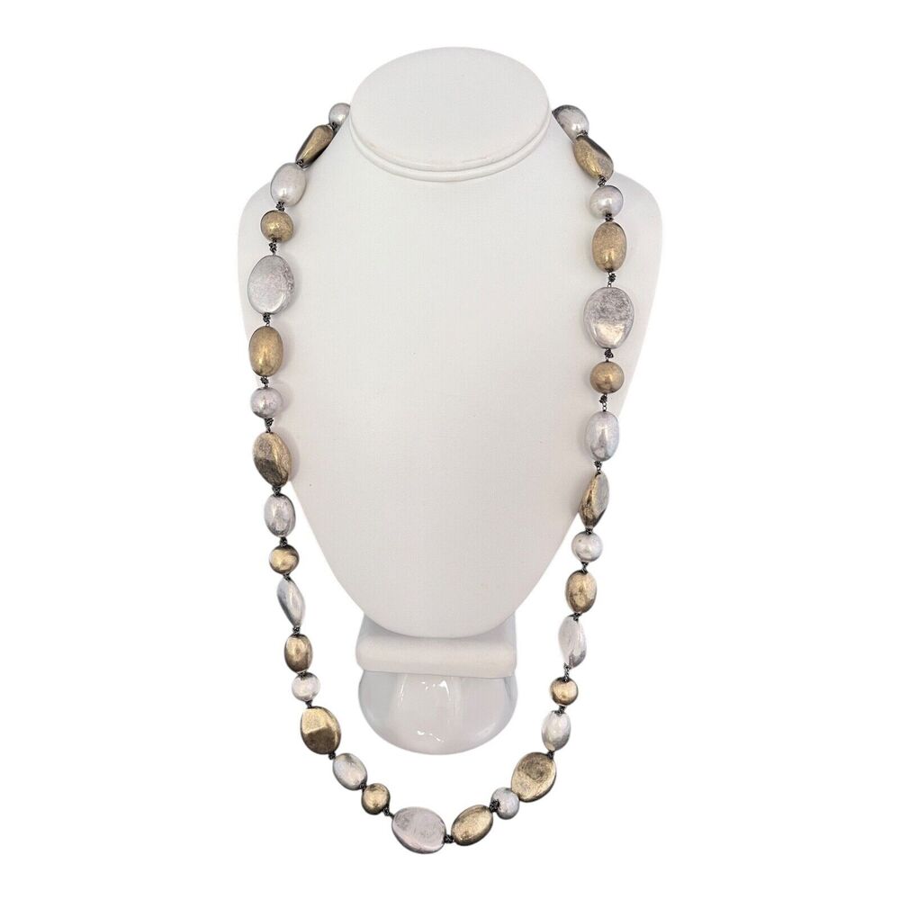 New Statement Necklace Multi Tone Beads Long Layering - 12E
